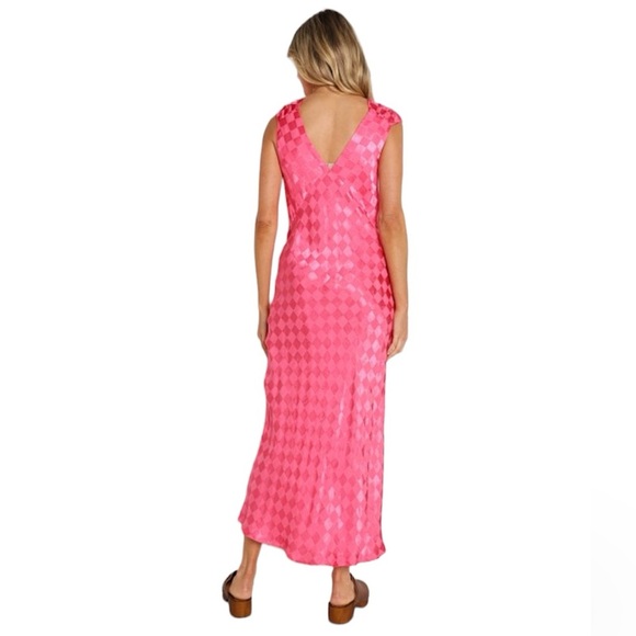 Jen’s Pirate Booty Hot Pink Wavecrest Check Jacquard Maxi Dress Medium - Picture 3 of 8